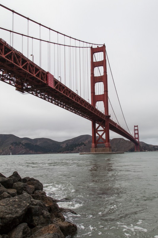 Die Golden Gate Bridge von unten